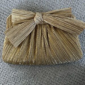 Loeffler Randall Gold Lame Rayne Pleated Clutch